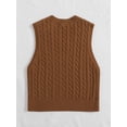 thumbnail image 2 of Hotian Women Cable Knit Sweater Vest V Neck Pullover Brown L, 2 of 6