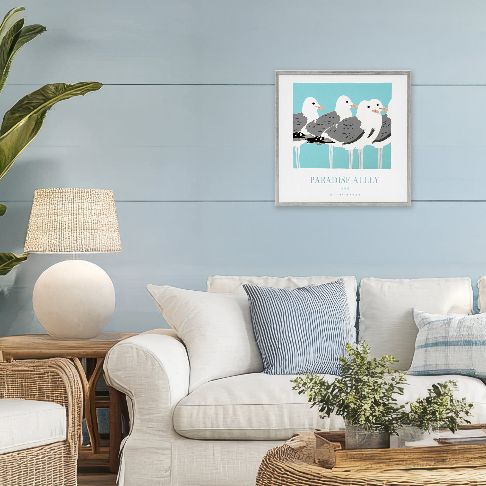 Stupell Industries Paradise Alley Seagull Gathering Gray Framed Giclee Art, design by Jadei Graphics
