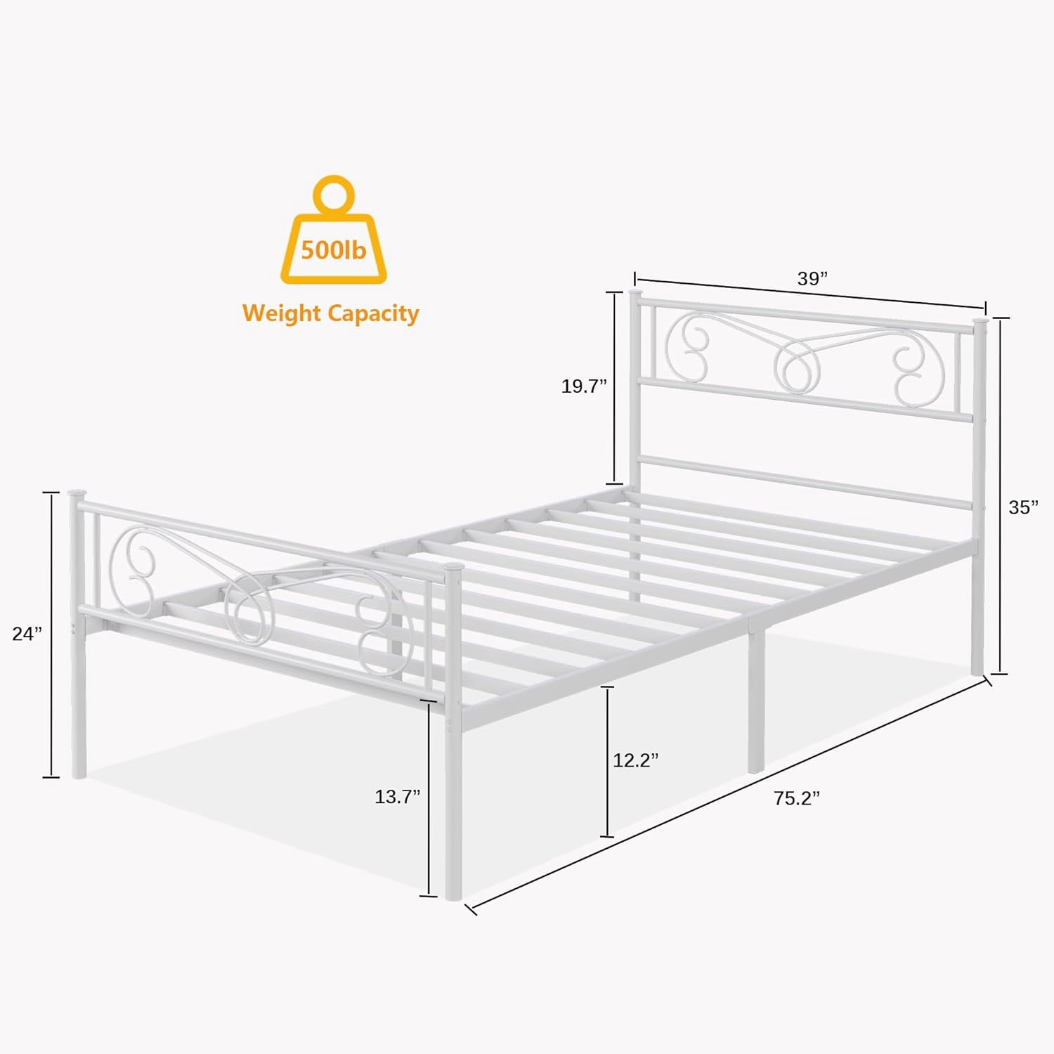 King Size Bed Frame with Headboard and Footboard,Bed Frame King Size,Metal Bed Mattress Foundation,Under Bed Storage,No Box Spring Needed