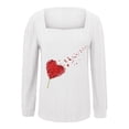 thumbnail image 5 of QUINDOS Womens Valentines Sweatshirts Casual Long Sleeve Heart Romance Square Neck Plus Size Womens Valentine Shirts Pullover, 5 of 5