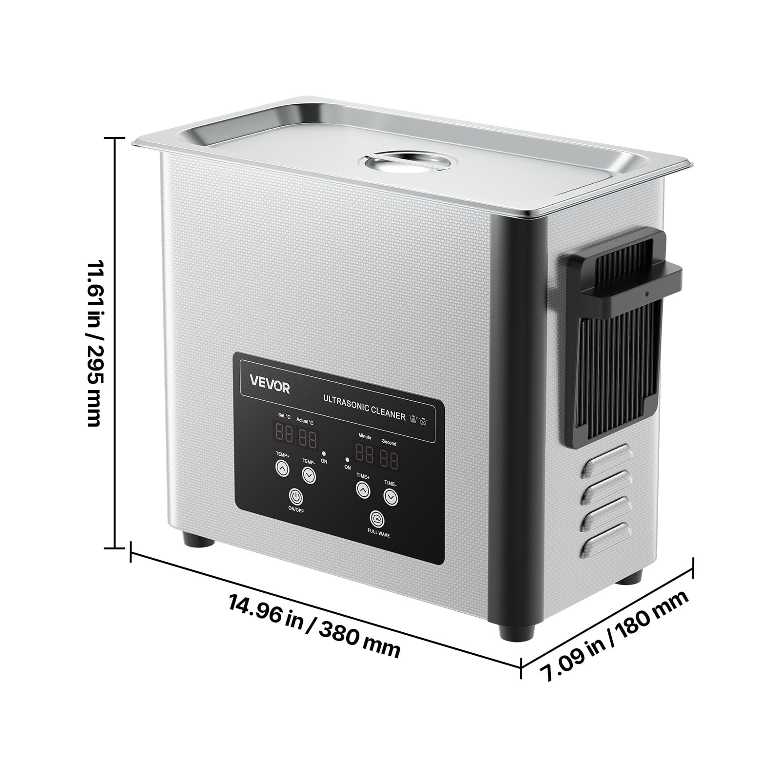 VEVOR 6L Ultrasonic Cleaner, Professional Ultrasonic Cleaner Machine with Cleaning Basket & Digital Display, 120W Stainless Steel 40kHz Cleaning Machine for Watches, Razors, Jewelry, Coins and More