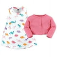 thumbnail image 3 of Hudson Baby Toddler Girl Cotton Dress and Cardigan Set, Cute-A-Saurus, 2 Toddler, 3 of 5