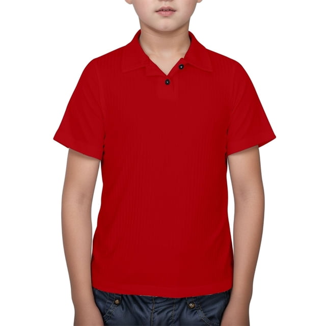 Tee Shirt Enfant Garcon Enfants Garçons Texture Unie Chemises Décontractées Élasticité Manches Courtes Fermeture à Boutons Polo Tricoté T-Shirts Rouges 13 Ans-14 Ans