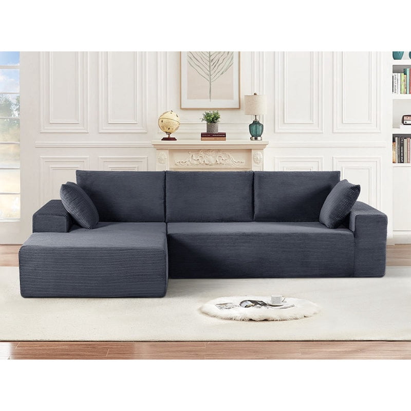 US Pride Compression sectional sofa in soft corduroy Left hand facing