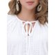 thumbnail image 5 of Blusa de manga corta con volantes para mujer INSPIRE CHIC, con ojales y cuello con cordón, tops casuales L blanca, 5 of 6