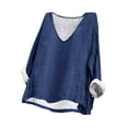 thumbnail image 2 of Weiqiqre Women's Fashionable Solid Plain Color V-neck Long Sleeved Linen Plus Size Blouse Women's Summer Top, 2 of 7