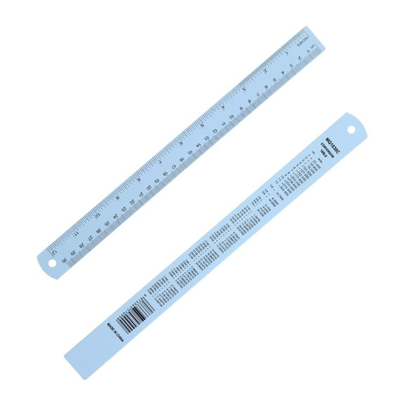 12 Inch Metal Ruler, Aluminum Alloy Metric Ruler with Inches and Centimeters Precision Measuring for Office Engineering Drafting, Blue