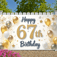 thumbnail image 4 of Glittery Design Happy 67th Birthday Banner Gold Number 67th Birthday Display Colorful Balloons Polka Dot Pattern Birthday Backdrop for 67th Birthday Party Indoor Decoration Photo Shoot, 4 of 8