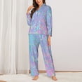 thumbnail image 2 of Lsque Fantasy Gradient Pattern Long Sleeve Pajama Set for Women - Soft 2-Piece Sleepwear and Loungewear Set with Pockets, Comfy Nightwear-Small, 2 of 7