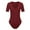 Wine Red, variant on Women's Basic Short Sleeve V Neck Jumpsuits Leotard Bodysuit Tops Jumpsuit, Wine Red, M
