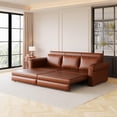 thumbnail image 6 of Tabaray 93.7" King Pull Out Sofa Bed, Faux Leather Sleeper Sofa Couch, 3 in 1 Convertible Futon Couches for Living Room, Small Space, Apartment, Office, Bedroom, Modern Rivet Armrest, Dark Brown, 6 of 17