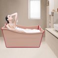 thumbnail image 2 of 150L Pink Portable Foldable Bathtub 38.19*18.5in for Homes, Apartments, Hotels, 2 of 16