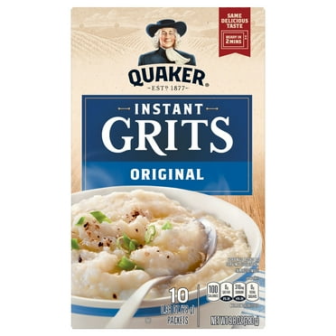 Quaker Instant Grits, Regular, 0.98oz Packets, 10 Pack, Dry Uncooked Grits, Shelf Stable