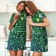 thumbnail image 4 of Fotbe Green Disco Lights Bata de Dormir para Mujer con Estampado, Camisón de Algodón de Manga Corta, Ropa de Dormir Casual, 4 of 6