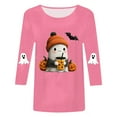 thumbnail image 6 of Jkety T Shirt Women Women's Fall Halloween 3/4 Sleeve V Neck Shirt Vintage Hocus Focus Graphic Tee Funny Family Party Matching Holiday Tops(Pink,M), 6 of 6