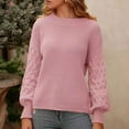 thumbnail image 2 of HAiming Womens Knitted Sweater Csaual Long Sleeve Crewneck Pullover Tops Solid Color Fall Winter Tendy Clothes, 2 of 8