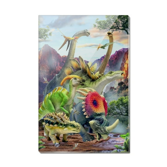 Dinosaurs Jurassic Dino Valley Rectangle Acrylic Fridge Refrigerator Magnet