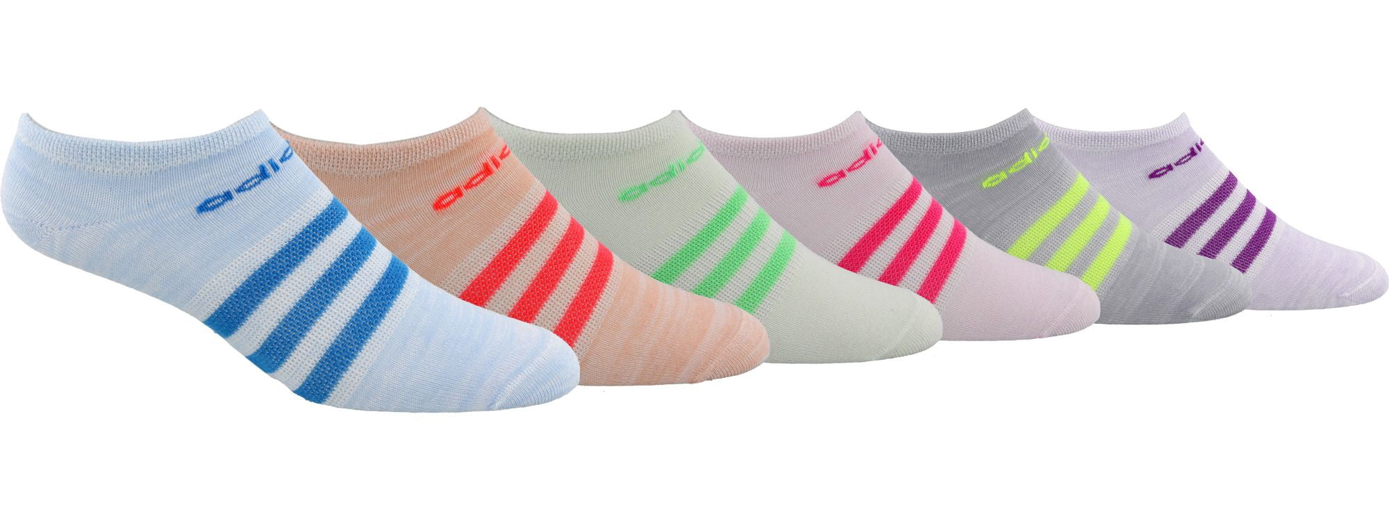 adidas Girls' Superlite No Show Socks 6 Pack