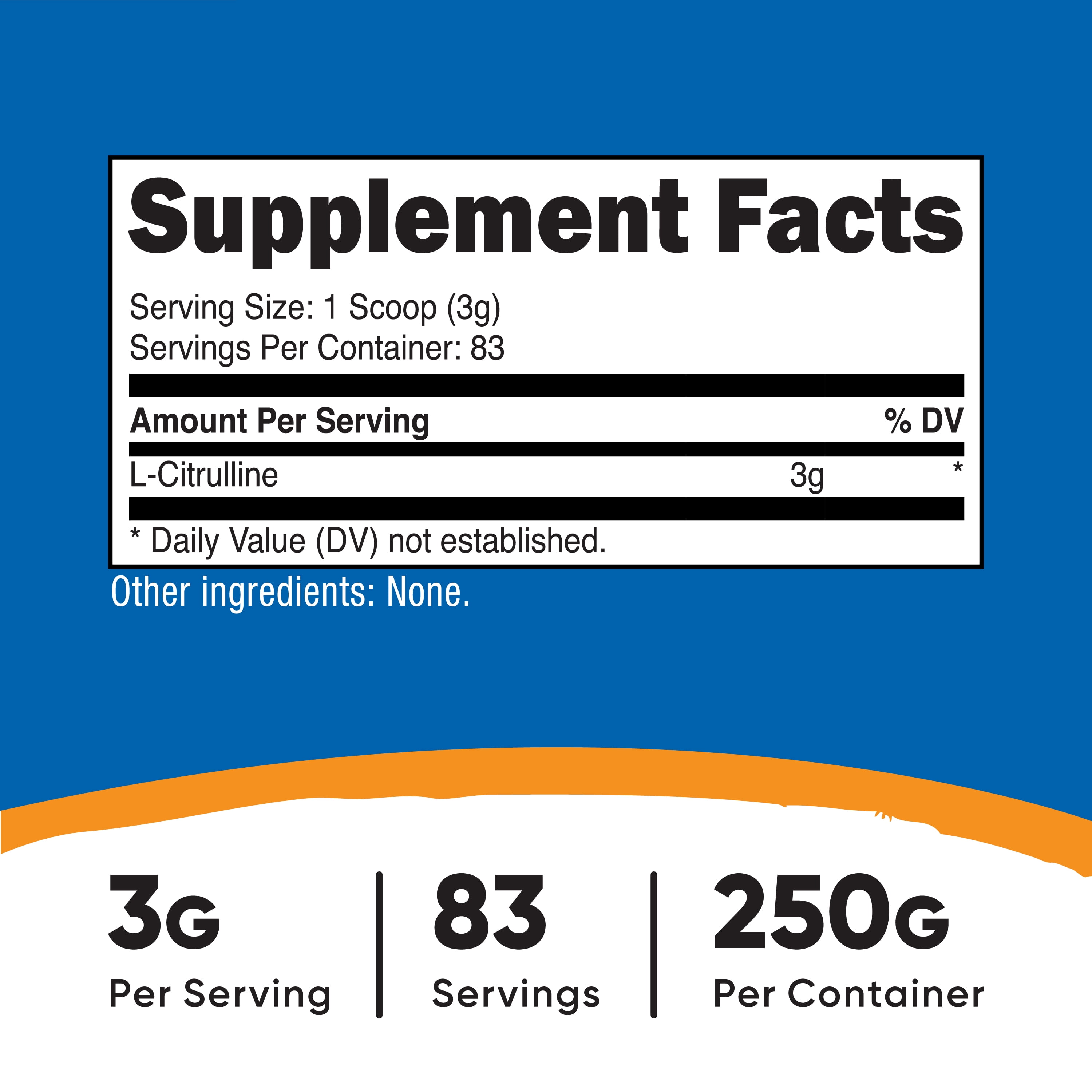 Nutricost Pure L-Citrulline (Base) Powder 250 Grams - Vegetarian Health Supplement