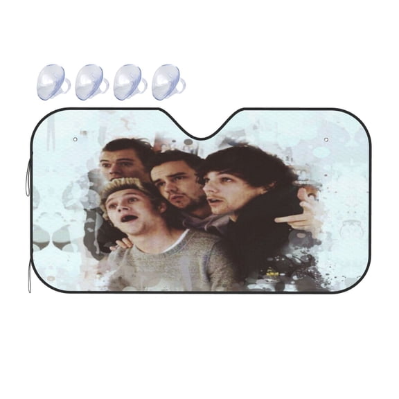 One Direction Car Front Windshield Sun Shade, Folding Auto Sunshade Blocks UV Rays Sun Visor Protector S