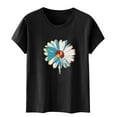 thumbnail image 5 of Busydd T Shirts for Women Fashion Sunflower Print Summer Tops Casual Short Sleeve Round Neck Going Out Tops for Women Comfy Versatile Cotton Graphic Tees M, 5 of 5