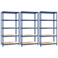 thumbnail image 2 of vidaXL 5-Layer Shelves 3 pcs Blue Steel&Engineered Wood, 2 of 5