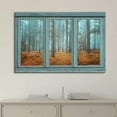 thumbnail image 2 of wall26 - Vintage Teal Window Looking Out Into a Blue Foggy Forest During Fall Time - Canvas Art Home Decor - 36x48 inches, 2 of 3