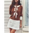 thumbnail image 2 of Gupgi Women Sweaters Long Sleeve Bow Tie Front Contrast Color Knit Cardigan Fall Slim Sweater, 2 of 5