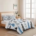 thumbnail image 5 of Quilts Full Size Bedding Set, Christmas Trees Lightweight Quilted Comforter, Xmas Trees Polka Dots Plaid Blue Black Soft Reversible Bedspread Coverlet with Pillow Covers for All Season, 78" x 90", 5 of 9
