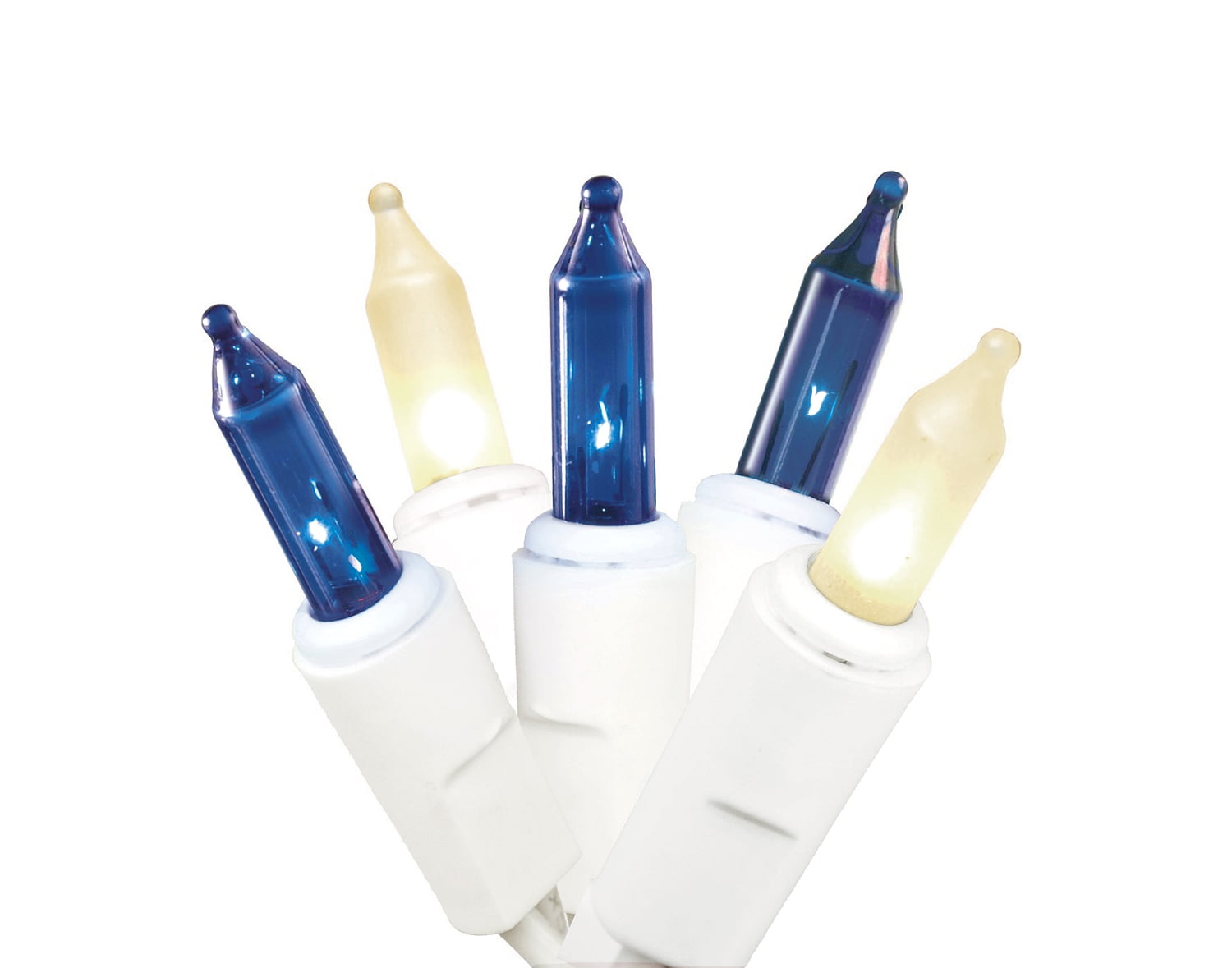 Set of 100 Blue and Frosted Clear Mini Christmas Lights White Wire