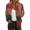 thumbnail image 3 of Bovemsi Bomber Jackets for Women Jacket 2025 Causal Zip Up Coats Long Sleeve Stand Collar Fall Lightweight Outerwear Tops Light Jackets, 3 of 6