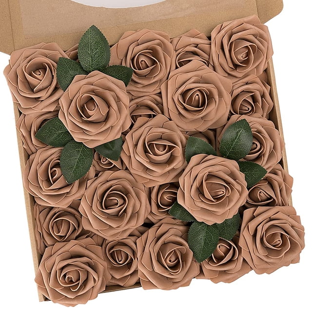 Flores artificiales N&T NIETING rosas marrones x25 con tallo de 18 cm