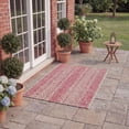 thumbnail image 3 of SAFAVIEH Courtyard Robert Striped Indoor/Outdoor Area Rug, 6'7" x 6'7" Square, Light Grey/Fuchsia, 3 of 10