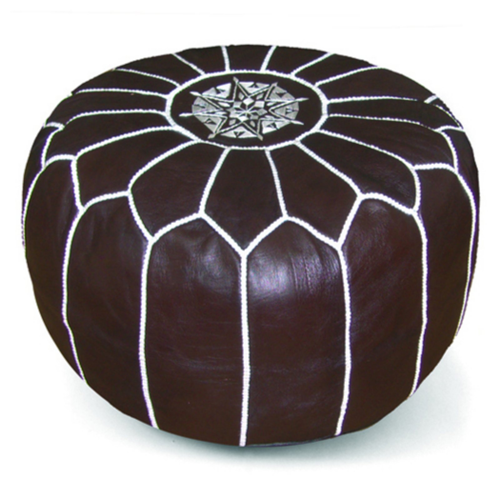Ikram Design Round Moroccan Leather Pouf - image 1 of 4