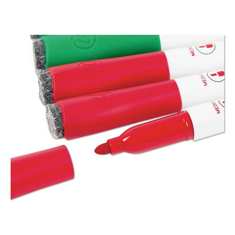 Medium Point Low-Odor Dry-Erase Markers with Erasers, Medium Bullet Tip, Assorted Colors, 12/Pack Medium Point Low-Odor Dry-Erase Markers with Erasers, Medium Bullet Tip, Assorted Colors, 12/Pack