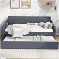 thumbnail image 3 of Upholstered Twin Daybed with Trundle, Sofa Bed with USB Charger and Sturdy Frame, 3 of 10