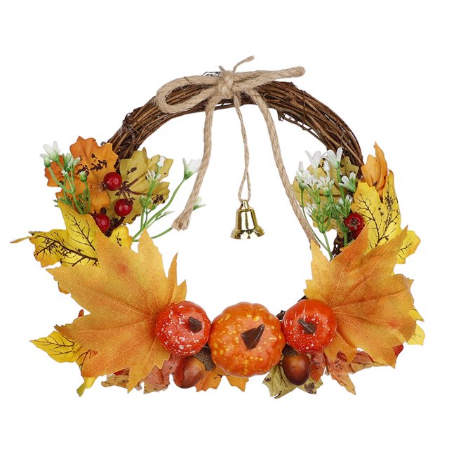 Guirlande de Citrouilles et Feuilles d'Érable Simulées d'Automne, Baies Rouges, Mariage, Décoration Murale pour la Maison, Fournitures Festives, Accessoire Photo pour l'Halloween, Noël, Action de Grâce, Décoration de Porte, Linteau, Fenêtre