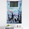 thumbnail image 1 of Airport Tapestry, Planes and Flight Board with Silhouette of Passenger People Terminal Cartoon, Fabric Wall Hanging Decor for Bedroom Living Room Dorm, 5 Sizes, Multicolor, by Ambesonne, 1 of 1