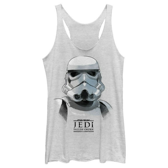 Women's Star Wars Jedi: Fallen Order Stormtrooper Portrait  Racerback Tank Top White Heather 2X Large