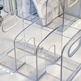 thumbnail image 4 of Clear Acrylics Bookends with Pen Cup Space Saving Desk Book Organizers 3-4 Compartments Book End Magazine Stand, 4 of 4