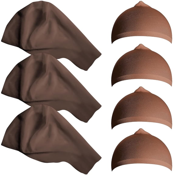 8 Pcs Halloween Bald Caps, Latex Makeup Caps with Bald Wigs, Wig Caps Cosplay Accessories for Adult Women Men Costume and Theme Party