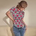 thumbnail image 3 of Kdxio Hearts And Lines for Women's Short-Sleeved Onesie Stylish Round Neck Pajamas Bodysuit Jumpsuit Nightwear-X-Large, 3 of 7