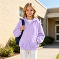 thumbnail image 5 of Angala Big Girls Zip Up Hoodie Fall Sweatshirt School Daily Wear Girls Casual Jacket Size 9-10 Years Purple, 5 of 6