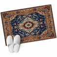 thumbnail image 6 of Blue Burnt Orange Boho Bathroom Rug Washable 2x3 Entryway Rug Non Slip Antique Tribal Southwestern Front Door Mat Low Pile Indoor Doormat Throw Floor Carpet for Kitchen Bedroom Entrance, 6 of 8