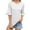 White, variant on Women Solid Color Striped O-Neck Mid Sleeve T-Shirt Tshirts Tee With Sleeves Cute Dailywear
