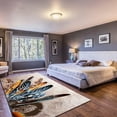 thumbnail image 3 of Boho Style Area Rugs, Colorful Abstract Feather Pattern Large Carpet, Modern Washable Non-Slip Soft Comfortable Rug for Bedside Laundry Kitchen Bathroom Home Decor 3ft x 5ft, 3 of 6