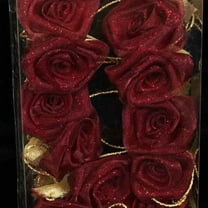 The Ribbon People Burgundy Red and Gold Rose Flower Wired Craft Garland 54'