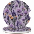 thumbnail image 1 of wonima02 Absorbent Ceramic Car Coasters for Cup Holders, Purple Lavender Flower Design 2.56" Anti Slip Universal Drink Cup Coasters for Women Men (2 Pack), 1 of 1