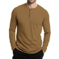 thumbnail image 5 of Inglocry Henley Long Sleeve Shirts for Men, Regular-Fit Solid Color Basic Button Down Shirts Soft Basic Tops Camel L, 5 of 5