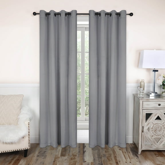 Bkue Nile Mills Modern, Classic Solid Semi Blackout Curtains, Set of 2, 52" x 120", Silver